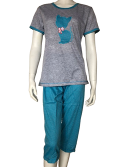 Pyjamas med Korte Ærmer og 3/¤ Ben