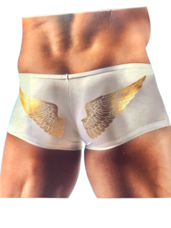 Herre Tights i Hvid og Med Englevinger