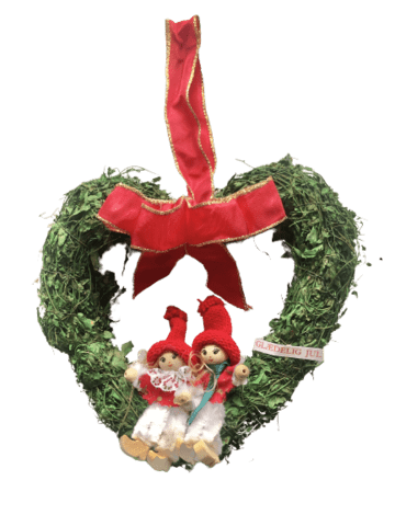 GRØN HJERTE MED 2 NISSER