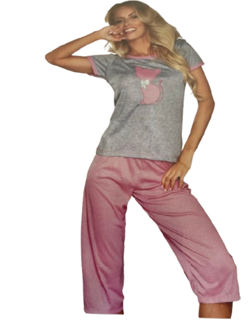 Pyjamas med Korte Ærmer og 3/¤ Ben