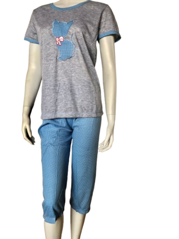 Pyjamas Med Korte Ærmer og 3/4 Ben