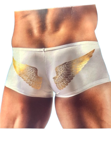 Herre Tights i Hvid og Med Englevinger