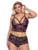 Plus Size Blonde BH Sæt I Pink og Sort